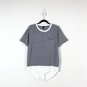 J Crew - NWOT Navy Striped Tee Bodysuit Size L